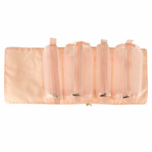 Ikonka Art.KX4107 Sulankstomas kelioninis kosmetinis krepšys nuimamas roll-up 4in1 didelės talpos nešiojamas rožinis