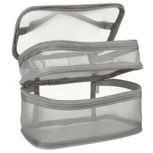 Ikonka Art.KX4106_1 Cosmetic travel organiser folding pile for storing cosmetics accessories grey