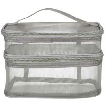 Ikonka Art.KX4106_1 Cosmetic travel organiser folding pile for storing cosmetics accessories grey