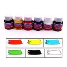 Ikonka Art.KX3876 Apģērbu auduma krāsas apavu krāsām 6 krāsu komplekts x 25ml + krāsošanas palete ar otu