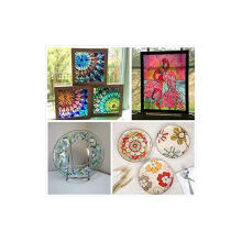 Ikonka Art.KX3876_1 Paints for glass ceramics porcelain set for painting on glass 6 colours x 25ml + brush painting palette