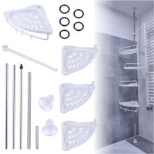 Ikonka Art.KX4322 Bathroom corner shelf in the shower telescopic 4 shelves hangers
