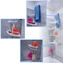 Ikonka Art.KX4322 Bathroom corner shelf in the shower telescopic 4 shelves hangers