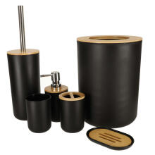 Ikonka Art.KX4313 Bathroom set brush dispenser set of 6 pieces black