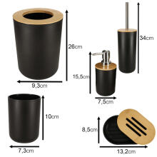 Ikonka Art.KX4313 Bathroom set brush dispenser set of 6 pieces black