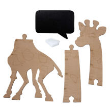 Ikonka Art.KX3874 Wooden giraffe growth measure 125 cm natural wood + chalkboard 32 x 44 cm