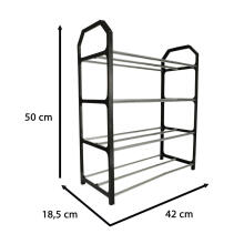 Ikonka Art.KX4342 Shoe rack shelf rack 4 tier black