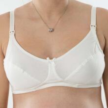 La Bebe™ Lingerie Basic Bio Cotton Art.16058 White (Milk) Maternity - Nursing bra with Drop-Down Cups and Adjustable Straps