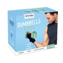 Set of hexagonal dumbbells 2x1 kg Spokey MONSTER