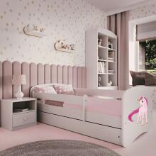 Bed babydreams white unicorn with drawer with non-flammable mattress 160/80