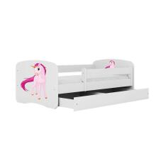 Bed babydreams white unicorn with drawer with non-flammable mattress 140/70