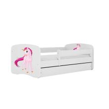 Bed babydreams white unicorn with drawer with non-flammable mattress 140/70
