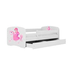 Bed babydreams white princess on horse with drawer with mattress 160/80