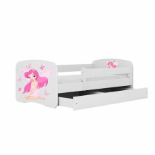 Bed babydreams white fairy with butterflies with drawer with non-flammable mattress 140/70