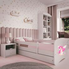 Bed babydreams white fairy with butterflies with drawer with non-flammable mattress 140/70