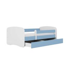 Bed babydreams blue without pattern with drawer with non-flammable mattress 140/70