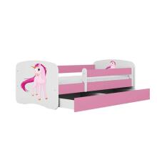 Bed babydreams pink unicorn with drawer with non-flammable mattress 140/70