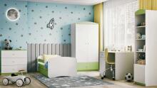 Bed babydreams green without pattern with drawer without mattress 140/70