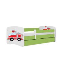 Bed babydreams green fire brigade with drawer with non-flammable mattress 140/70