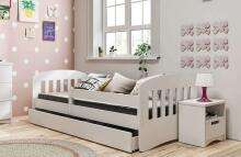 Bed classic 1 white with drawer with non-flammable mattress 180/80