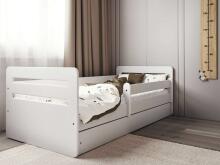 Bed tomi white with drawer with non-flammable mattress 180/80
