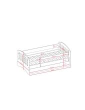 Bed classic 1 mix grey with drawer with non-flammable mattress 180/80