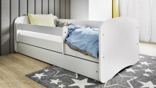 Babydreams white bed without a pattern with a drawer, coconut mattress 160/80