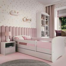 Babydreams white bed without a pattern with a drawer, coconut mattress 160/80