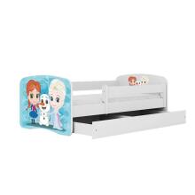 Bed babydreams white frozen land with drawer with non-flammable mattress 180/80