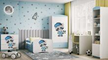 Babydreams blue raccoon bed with a drawer, latex mattress 160/80