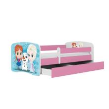 Bed babydreams pink frozen land with drawer with non-flammable mattress 160/80