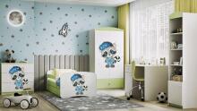 Bed babydreams green raccoon with drawer with non-flammable mattress 160/80
