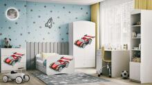 Bed babydreams white racing car with drawer with non-flammable mattress 180/80