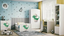 Bed babydreams white baby dino with drawer with non-flammable mattress 180/80