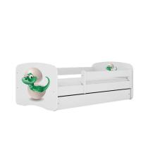 Bed babydreams white baby dino with drawer with non-flammable mattress 180/80