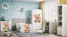 Bed babydreams white teddybear flowers with drawer with non-flammable mattress 160/80
