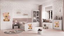 Bed babydreams white teddybear flowers with drawer with non-flammable mattress 180/80