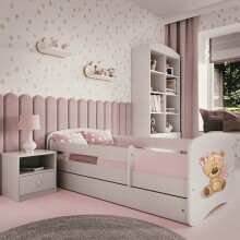 Bed babydreams white teddybear flowers with drawer with non-flammable mattress 180/80