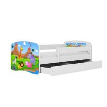 Bed babydreams white safari with drawer with non-flammable mattress 140/70