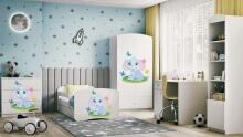 Bed babydreams white baby elephant with drawer with non-flammable mattress 140/70