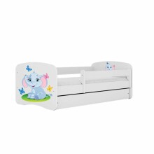 Bed babydreams white baby elephant with drawer with non-flammable mattress 160/80