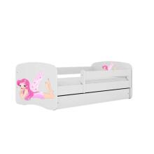 Bed babydreams white fairy with wings with drawer with non-flammable mattress 160/80