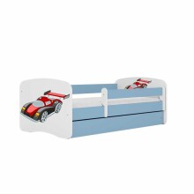 Bed babydreams blue racing car with drawer with non-flammable mattress 180/80