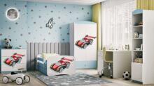 Bed babydreams blue racing car with drawer with non-flammable mattress 140/70