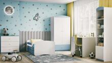 Babydreams blue bed without a pattern with a drawer, latex mattress 140/70