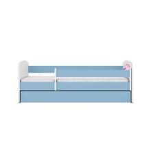 Bed babydreams blue unicorn with drawer with non-flammable mattress 140/70