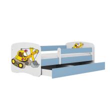 Bed babydreams blue digger with drawer with non-flammable mattress 160/80