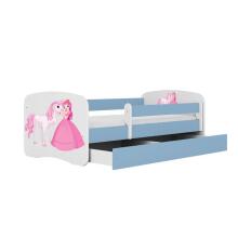 Bed babydreams blue princess horse with drawer with non-flammable mattress 180/80