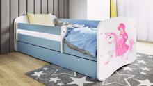Babydreams blue princess on a horse bed without drawer latex mattress 160/80