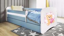 Bed babydreams blue teddybear butterflies with drawer with non-flammable mattress 160/80